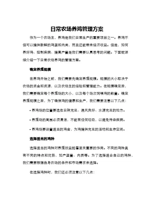 日常农场养鸡管理方案