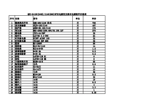 电光配电设备配件明细