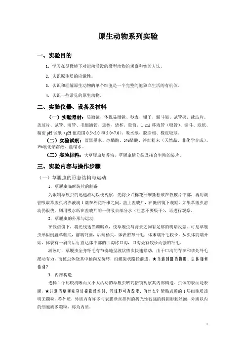 原生动物系列实验