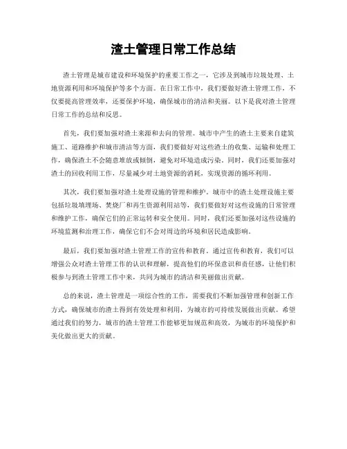 渣土管理日常工作总结