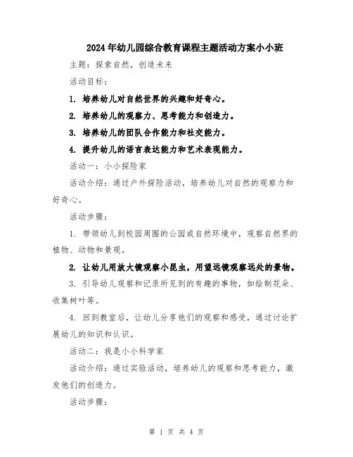 2024年幼儿园综合教育课程主题活动方案小小班
