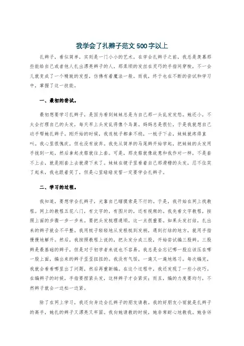 我学会了扎辫子范文500字以上