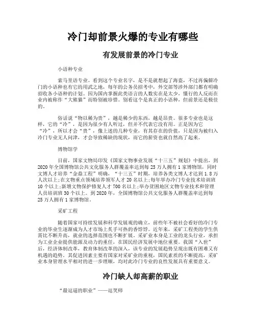 冷门却前景火爆的专业有哪些