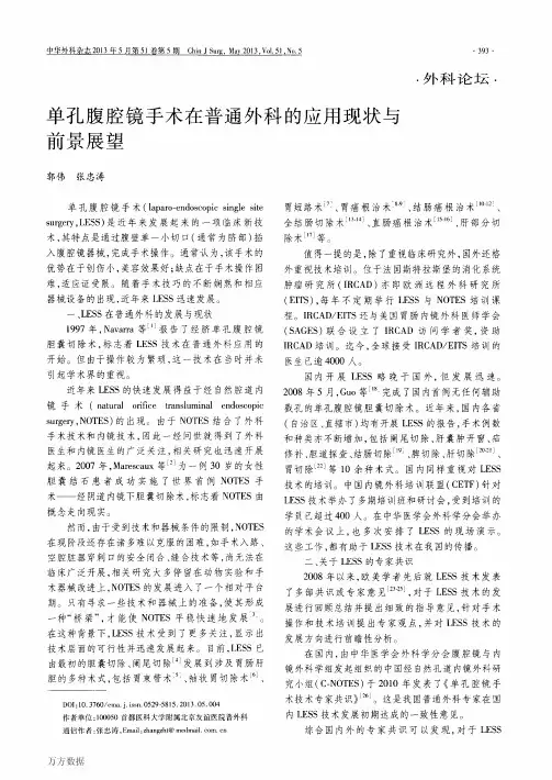 单孔腹腔镜手术在普通外科的应用现状与前景展望