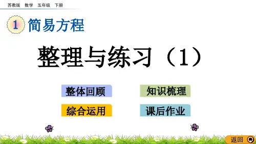 苏教版五年级数学下册第一单元《简易方程》1.11 整理与练习(1)PPT课件