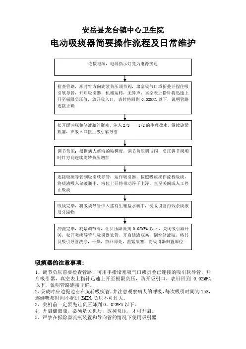 电动吸痰器操作流程及注意事项