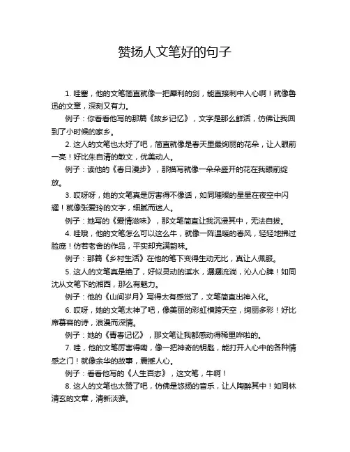 赞扬人文笔好的句子