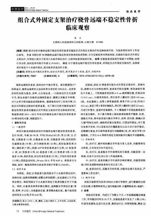 组合式外固定支架治疗桡骨远端不稳定性骨折临床观察