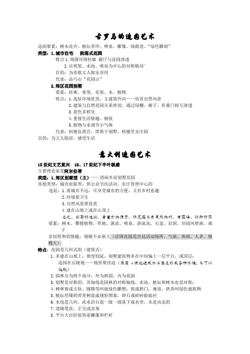 外国造园艺术  要点总结