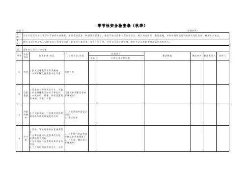 季节性安全检查表(秋季)