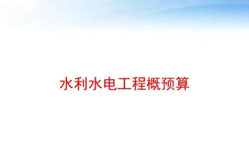 水利水电工程概预算 ppt课件