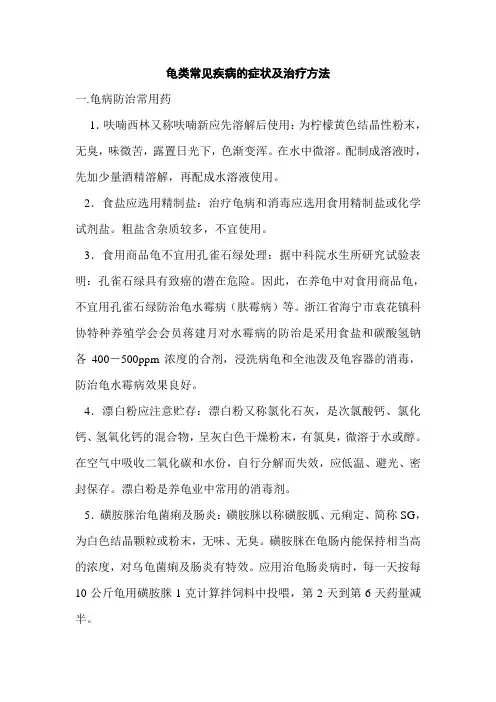 龟类常见疾病的症状及治疗方法