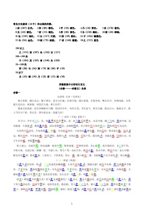苏教版高中文言文（全录）虚词查词