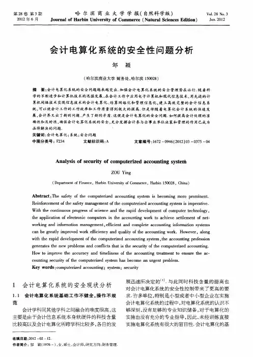 会计电算化系统的安全性问题分析