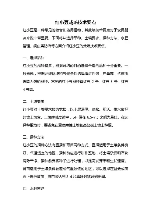 红小豆栽培技术要点