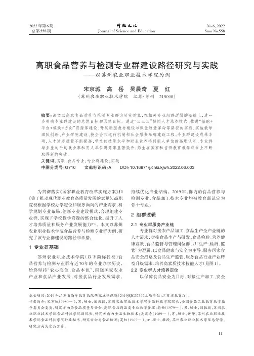 高职食品营养与检测专业群建设路径研究与实践——以苏州农业职业技术学院为例