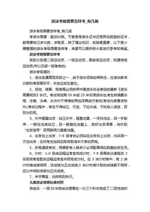 游泳考级需要怎样考_有几级