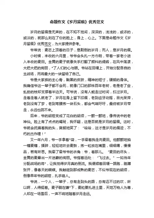 命题作文《岁月留痕》优秀范文