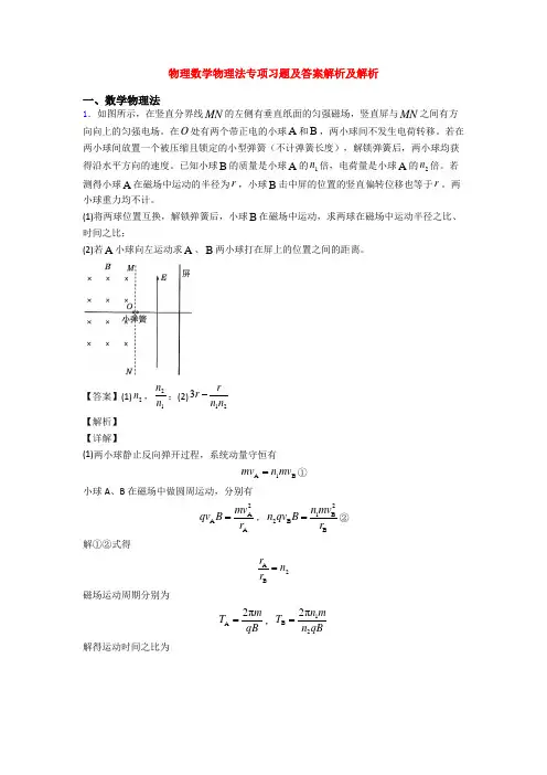 物理数学物理法专项习题及答案解析及解析