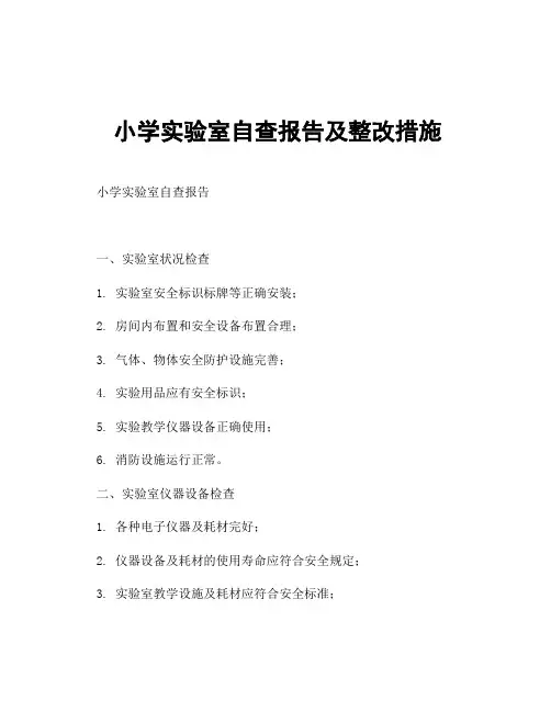 小学实验室自查报告及整改措施