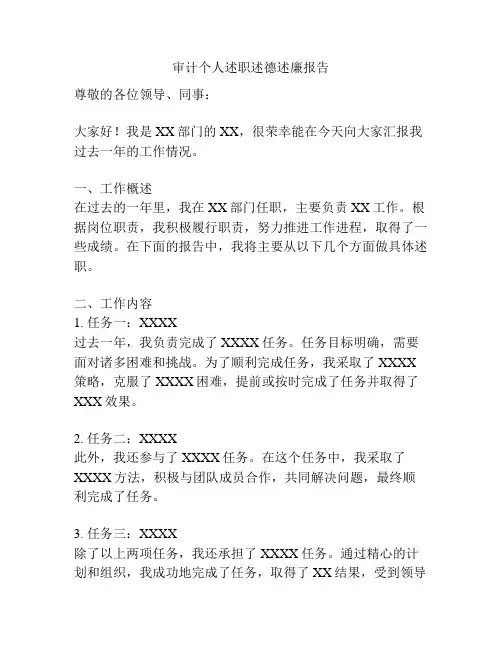 审计个人述职述德述廉报告