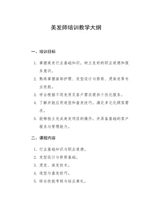美发师培训教学大纲