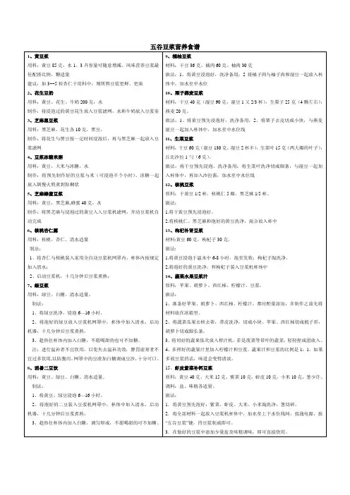 五谷豆浆营养食谱和果汁的最佳配方