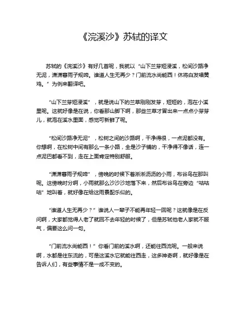 《浣溪沙》苏轼的译文