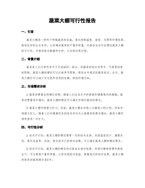 蔬菜大棚可行性报告
