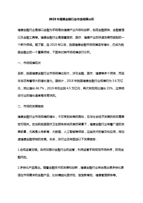 2023年健康金融行业市场规模分析