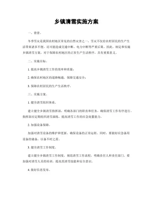 乡镇清雪实施方案