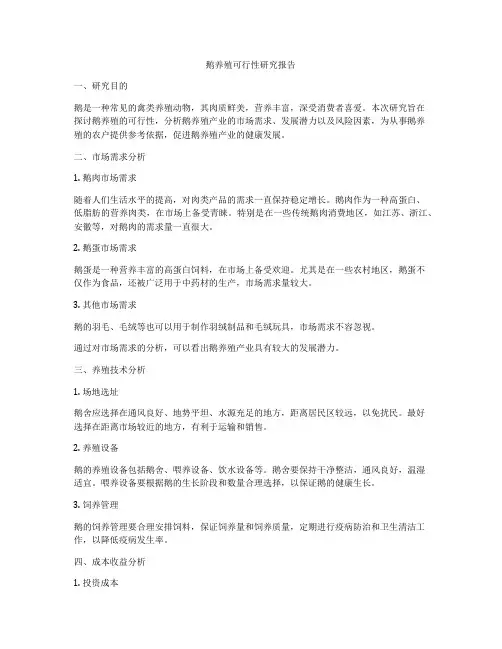 鹅养殖可行性研究报告