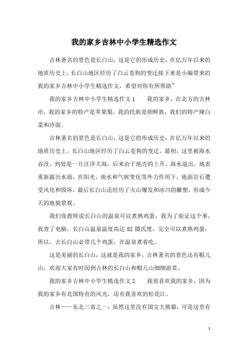 我的家乡吉林中小学生精选作文