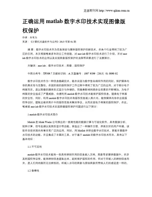 正确运用matlab数字水印技术实现图像版权保护