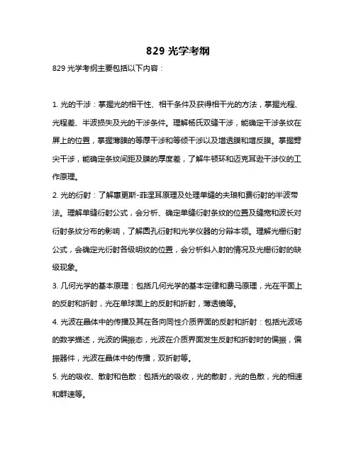 829光学考纲