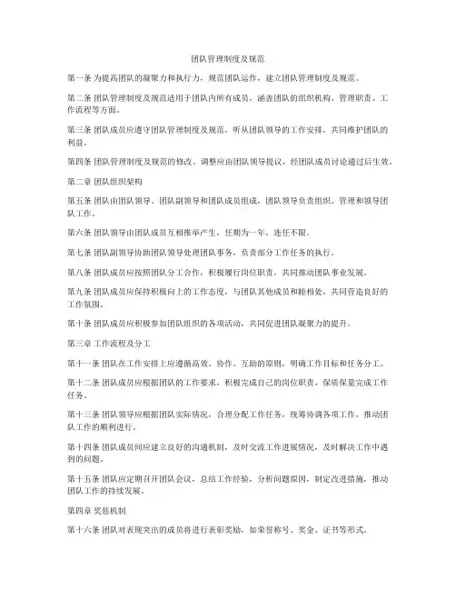 团队管理制度及规范