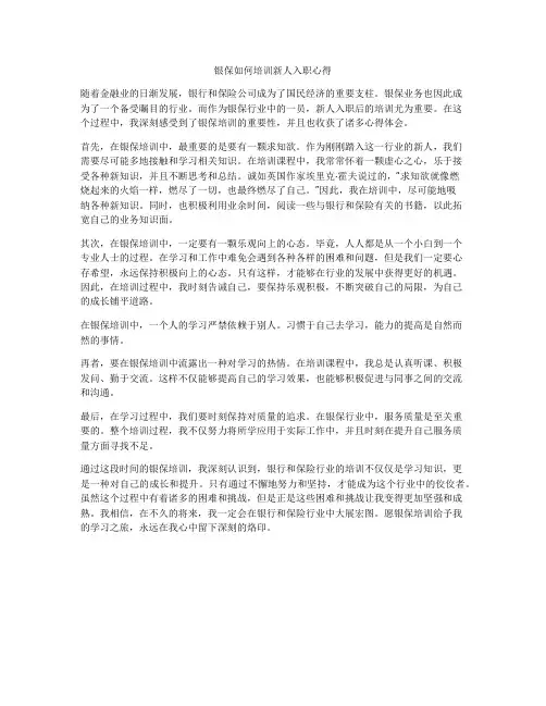 银保如何培训新人入职心得