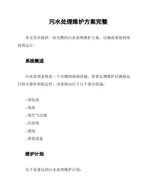 污水处理维护方案完整