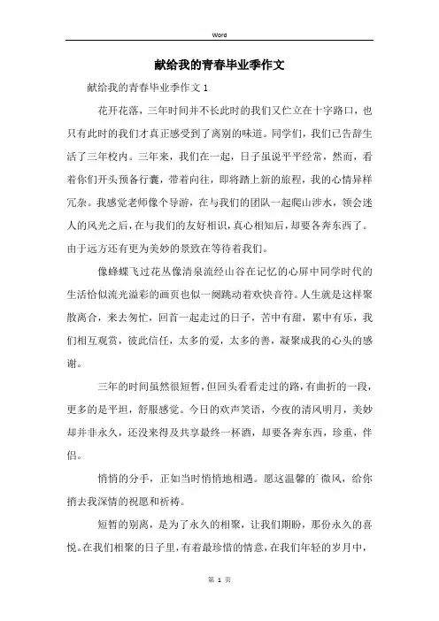 献给我的青春毕业季作文