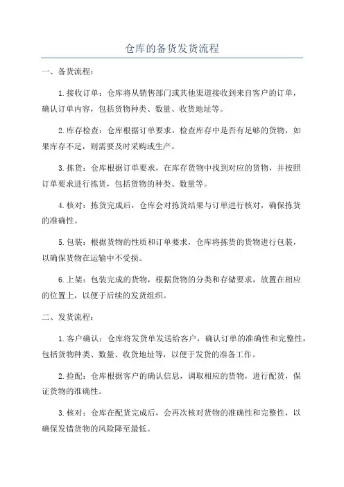 仓库的备货发货流程