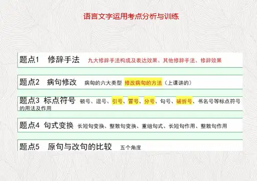 2024届高考语文复习：语言文字运用考点分析与训练+课件