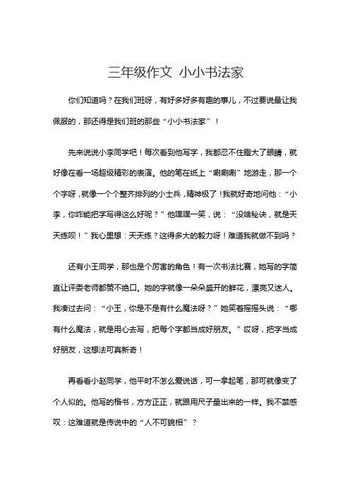 三年级作文 小小书法家