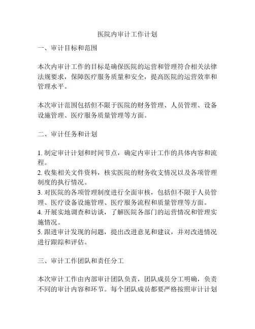 医院内审计工作计划