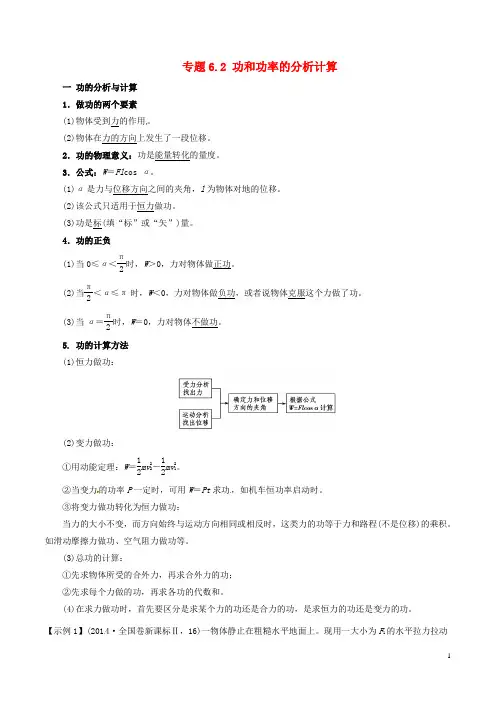 17年高考物理(热点题型全突破)专题6.2功和功率的分析计算(含解析)