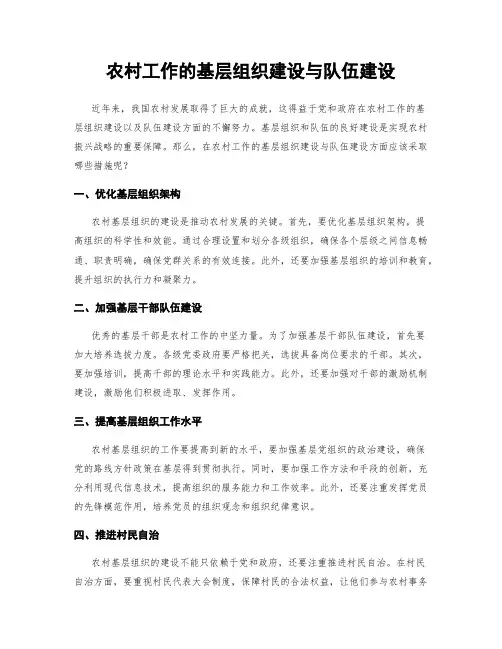 农村工作的基层组织建设与队伍建设