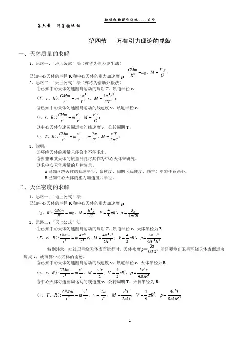 【学霸笔记】物理必修二6.4万有引力理论的成就