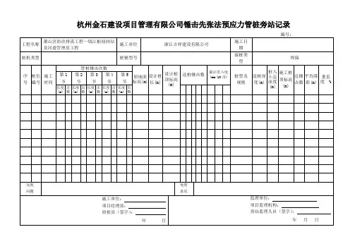 锤击式预应力管桩监理旁站记录