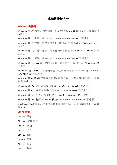 电脑快捷键大全