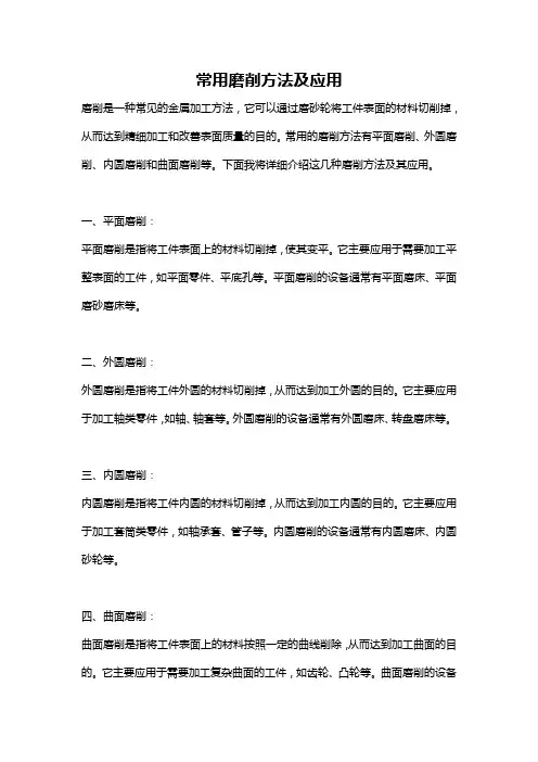 常用磨削方法及应用