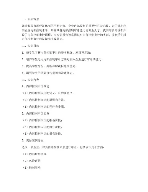 内部控制审计实训报告
